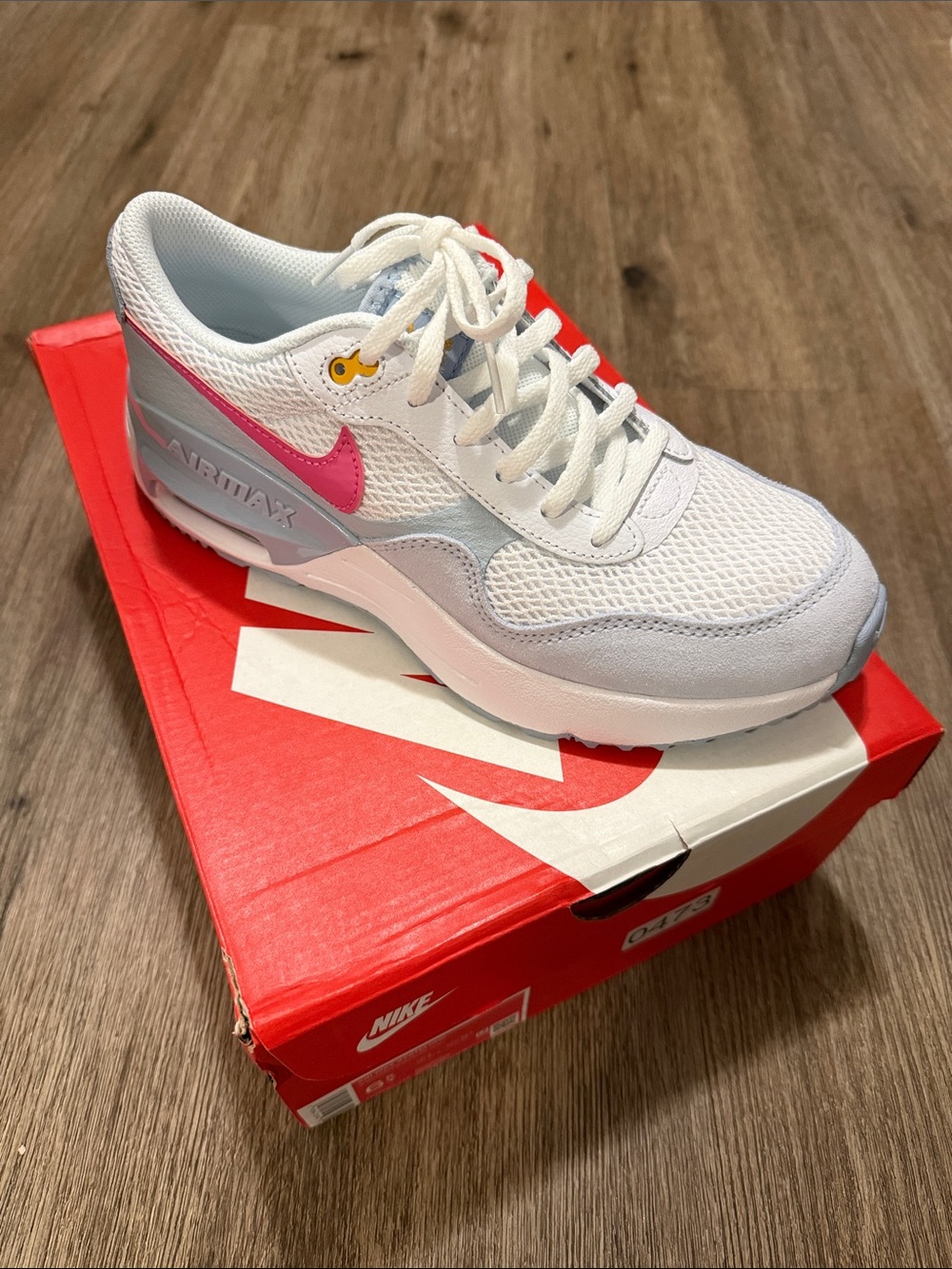 Nike Women’s Air Max Casual Sneaker - White with Pink Swoosh